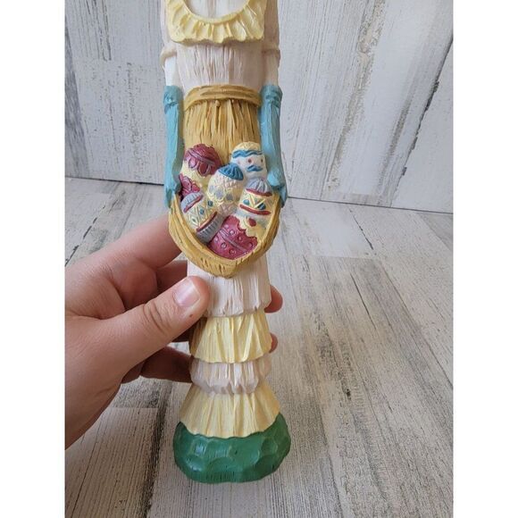 Ceramic tall Easter rabbit egg floral spring figure decor - Picture 3 of 6